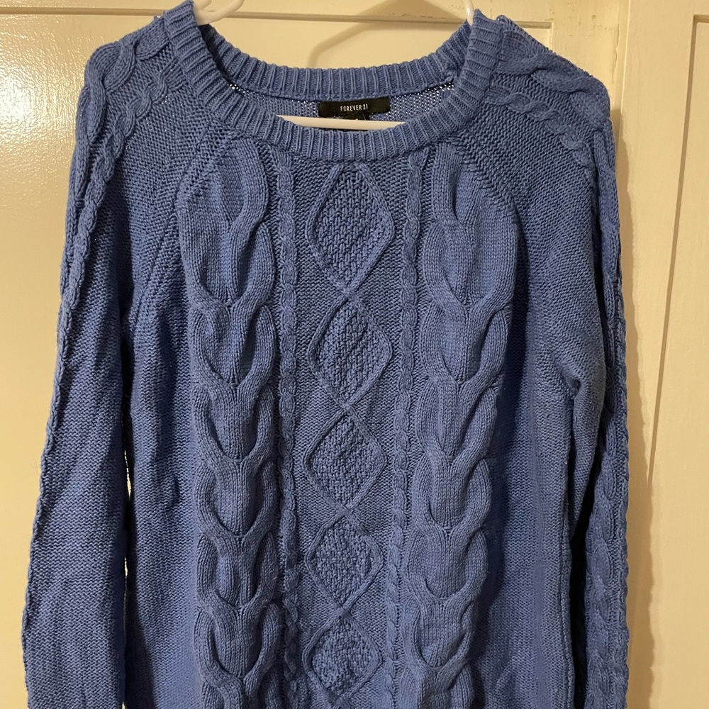Forever 21 Blue Cable Knit Sweater